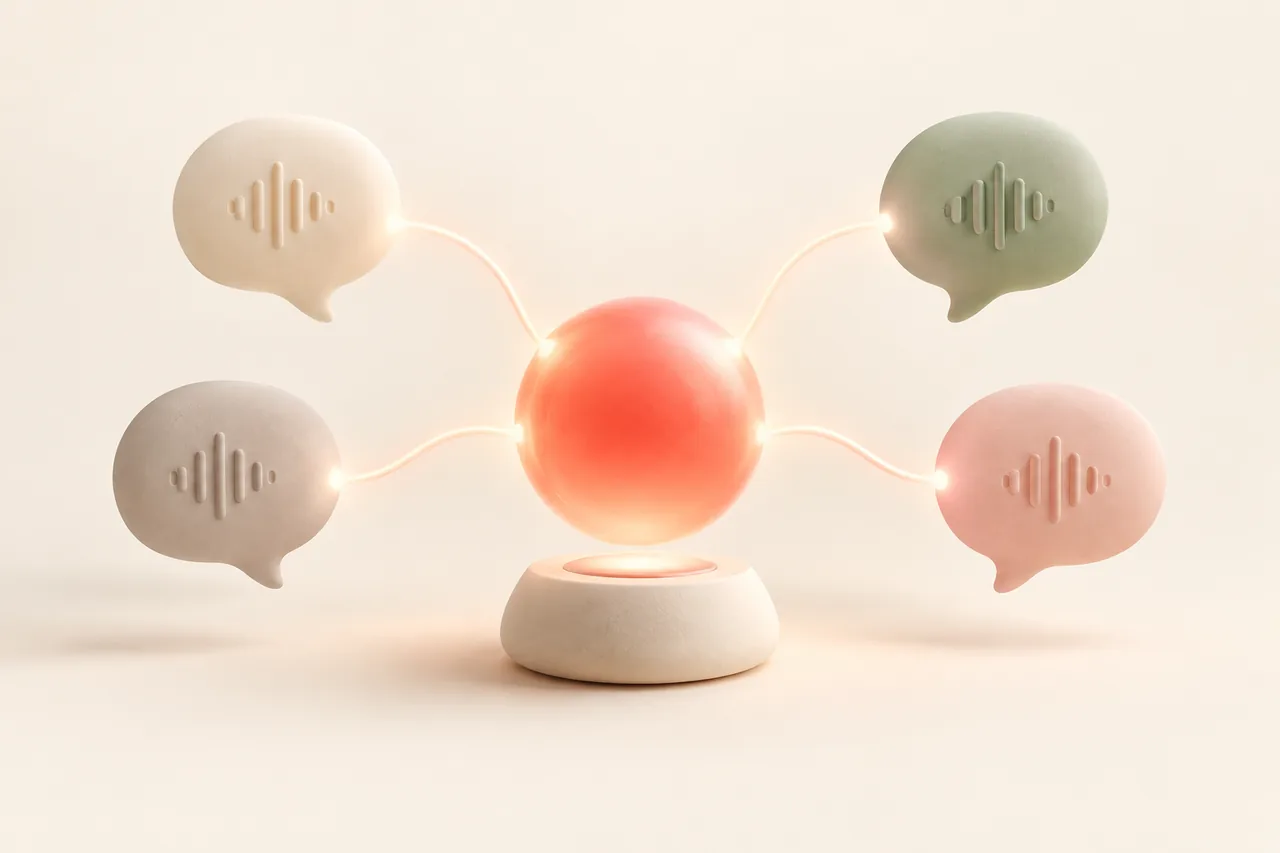 One AI voice speaking in four languages — AI dubbing across 30+ languages