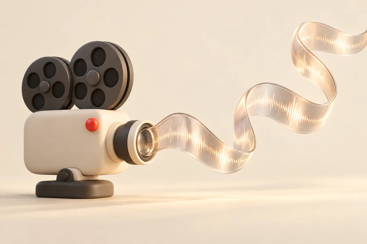 A clapperboard-shaped form with a glass voice ribbon for documentary narration