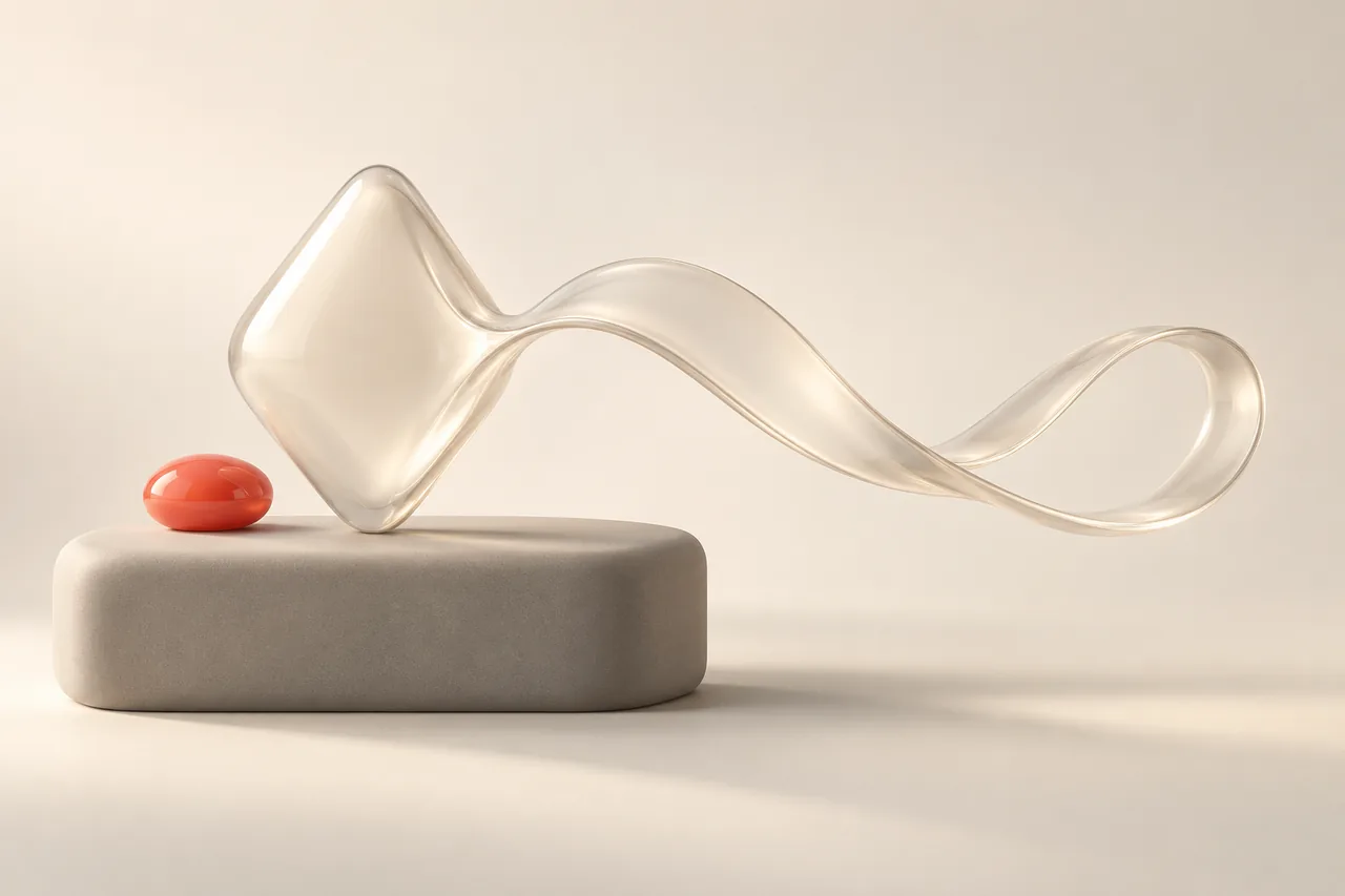 Three matte forms with an amber glass ribbon for German text to speech