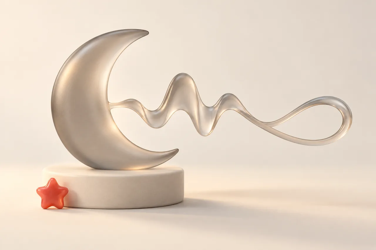 A glass crescent with a flowing voice ribbon for Turkish text to speech